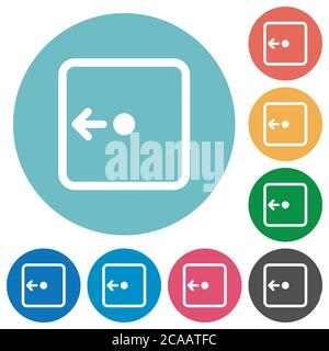 Move object left flat white icons on round color backgrounds Stock Vector