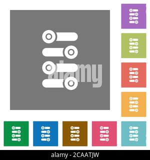 Fine tune flat icons on simple color square backgrounds Stock Vector