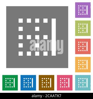 Right border flat icons on simple color square backgrounds Stock Vector