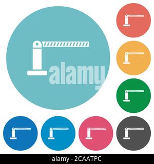 Closed barrier flat white icons on round color backgrounds Stock Vector