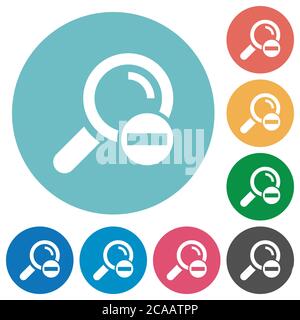 Remove search term flat white icons on round color backgrounds Stock Vector