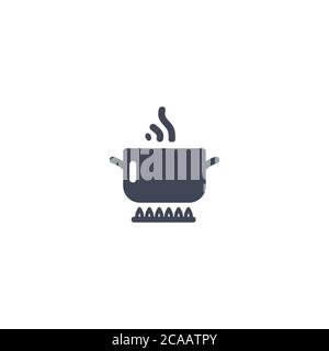 Boiling pot on fire icon, Cooking pot icon, Boil Food line icon outline vector sign, linear style pictogram isolated on white, boiling pot simple icon Stock Vector