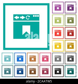 Browser bookmark flat color icons with quadrant frames on white background Stock Vector
