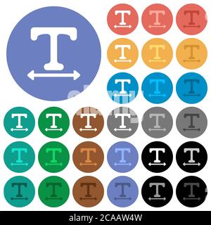 Adjust font width multi colored flat icons on round backgrounds. Included white, light and dark icon variations for hover and active status effects, a Stock Vector