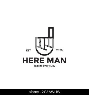 index finger hand line logo design Stock Vector