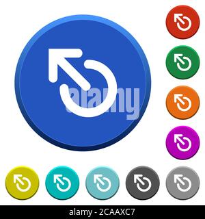 Media eject round color beveled buttons with smooth surfaces and flat white icons Stock Vector
