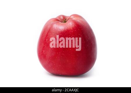 Rip red apple isolated on white background. Fresh organic apple fruit. Clipping path. Stock Photo