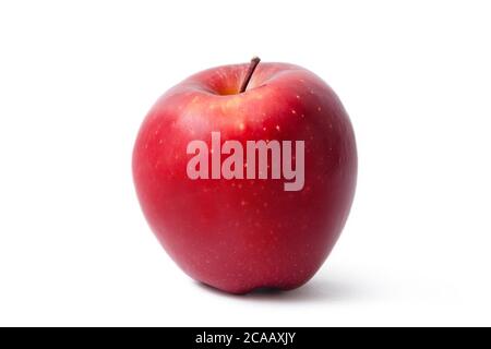 Rip red apple isolated on white background. Fresh organic apple fruit. Clipping path. Stock Photo
