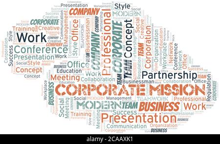 Corporate Mission vector word cloud, made with the text only. Stock Vector