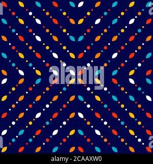 Abstract geometric pattern, small spots and dots. Colorful particles on dark background. Seamless vector pattern. Abstract background. Stock Vector