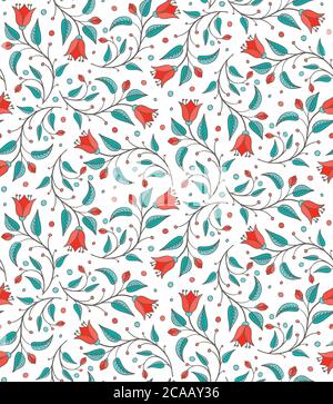 Bellflower floral design element. Seamless floral pattern with colorful flowers. For wallpaper, fabric, pattern fill, web page background, surface tex Stock Vector