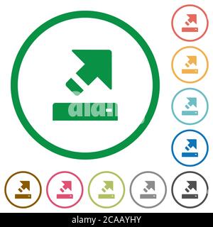 Export flat color icons in round outlines on white background Stock Vector