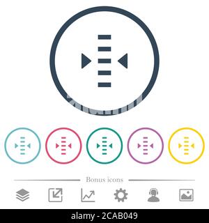 Adjust level flat color icons in round outlines. 6 bonus icons included. Stock Vector
