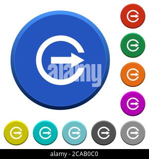 Export with inner arrow round color beveled buttons with smooth surfaces and flat white icons Stock Vector