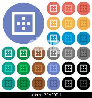Outer borders multi colored flat icons on round backgrounds. Included white, light and dark icon variations for hover and active status effects, and b Stock Vector