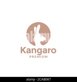 Kangaroo head on circle silhouette for animal in Australia logo design Stock Vector