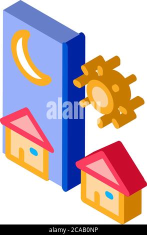 day and night remote work icon vector outline illustration Stock Vector ...