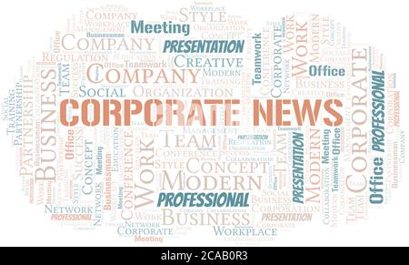 Corporate News vector word cloud, made with the text only. Stock Vector