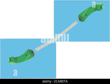 Illustration of green telephones connected to each other - the concept of networking Stock Photo