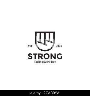 Hands clenched line for strong and spirit logo design Stock Vector