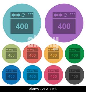 Browser 400 Bad Request darker flat icons on color round background Stock Vector