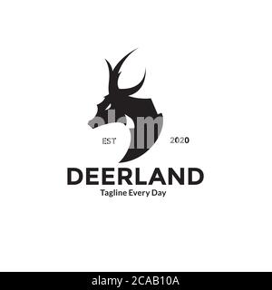 Side view Deer head logo design Stock Vector