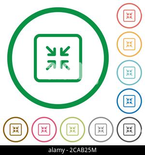 Shrink object flat color icons in round outlines on white background Stock Vector