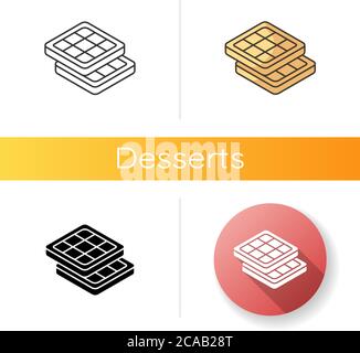 Belgian waffle white linear icon for dark theme Stock Vector Image ...