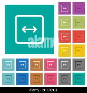 Adjust object width multi colored flat icons on plain square backgrounds. Included white and darker icon variations for hover or active effects. Stock Vector