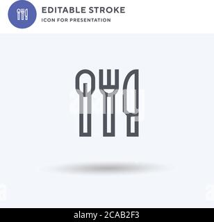 Cutlery icon vector, filled flat sign, solid pictogram isolated on white, logo illustration. Cutlery icon for presentation. Stock Vector