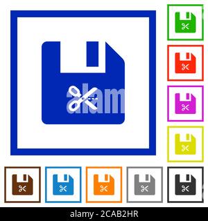 Cut file simple icons in color rounded square frames on white ...