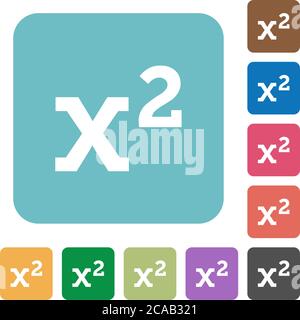 Math exponentiation white flat icons on color rounded square backgrounds Stock Vector