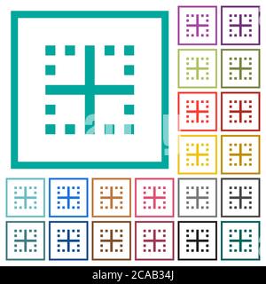 Inner borders flat color icons with quadrant frames on white background Stock Vector