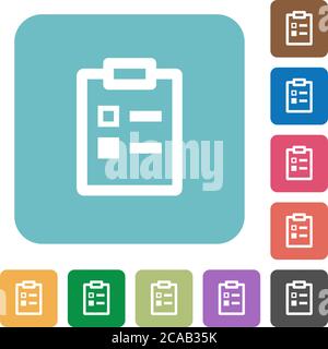 Survey white flat icons on color rounded square backgrounds Stock Vector