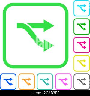Fork vivid colored flat icons in curved borders on white background Stock Vector
