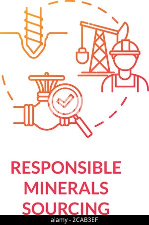 Responsible minerals sourcing red gradient concept icon. Industrial production. Mining platform. Ethical manufacturer idea thin line illustration. Vec Stock Vector