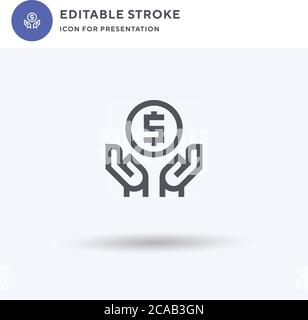 Money icon vector, filled flat sign, solid pictogram isolated on white, logo illustration. Money icon for presentation. Stock Vector