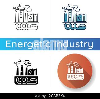 Thermal power plant black icon, vector sign on isolated background ...