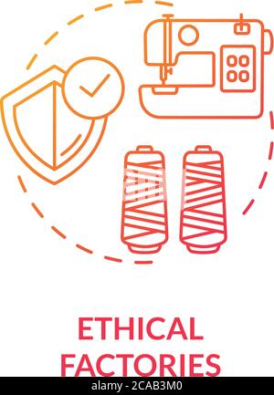 Ethical factories red gradient concept icon. Textile supplier. Zero waste manufacture. Sustainable production of material idea thin line illustration. Stock Vector