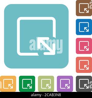 Resize object white flat icons on color rounded square backgrounds Stock Vector