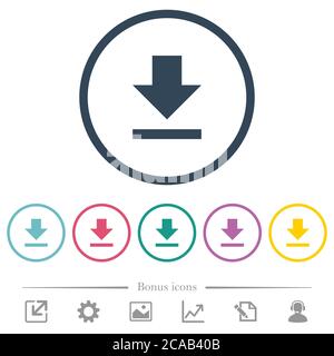 Download flat color icons in round outlines. 6 bonus icons included. Stock Vector