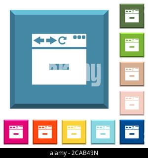 Browser remove tab white icons on edged square buttons in various trendy colors Stock Vector