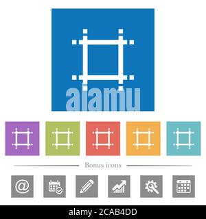Adjust canvas size flat white icons in square backgrounds. 6 bonus icons included. Stock Vector