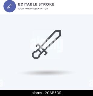 Sword icon vector, filled flat sign, solid pictogram isolated on white, logo illustration. Sword icon for presentation. Stock Vector