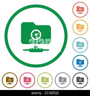 Fast FTP flat color icons in round outlines on white background Stock Vector
