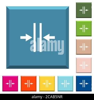 Adjust text column gutter white icons on edged square buttons in various trendy colors Stock Vector