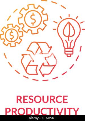 Resource productivity red gradient concept icon. Conscious consumption. Ecological service. Sustainable development idea thin line illustration. Vecto Stock Vector