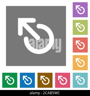 Media eject flat icons on simple color square backgrounds Stock Vector