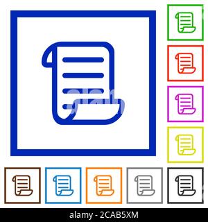 Script code flat color icons in square frames on white background Stock Vector