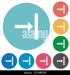 Align to right flat white icons on round color backgrounds Stock Vector